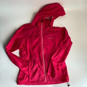Columbia Light Weight Rain Jacket Womens Size Large Wind Breaker Hot Pink